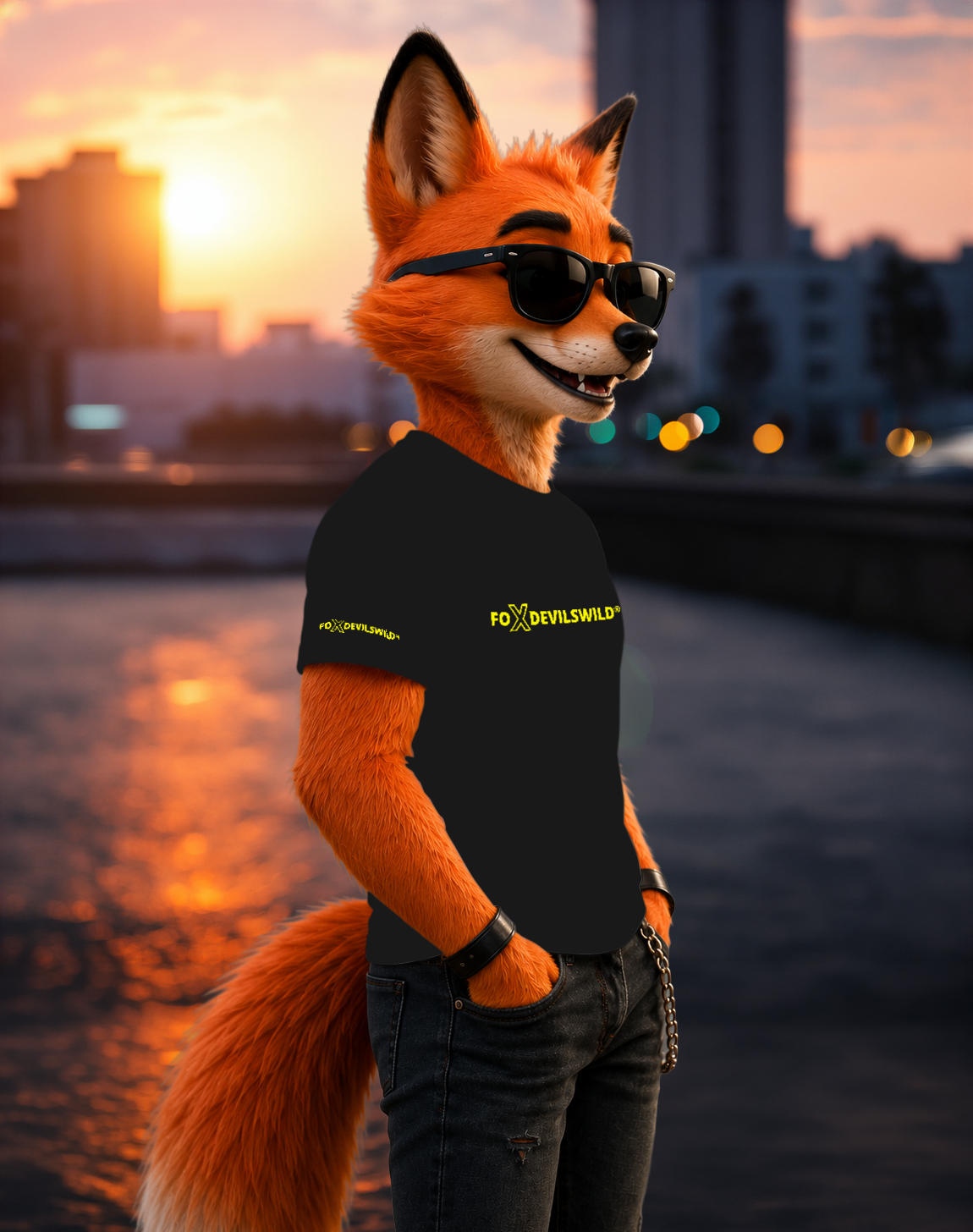 Foxdevilswild® T-Shirt - style eleven - Workwear / Freizeitshirt schwarz / lime