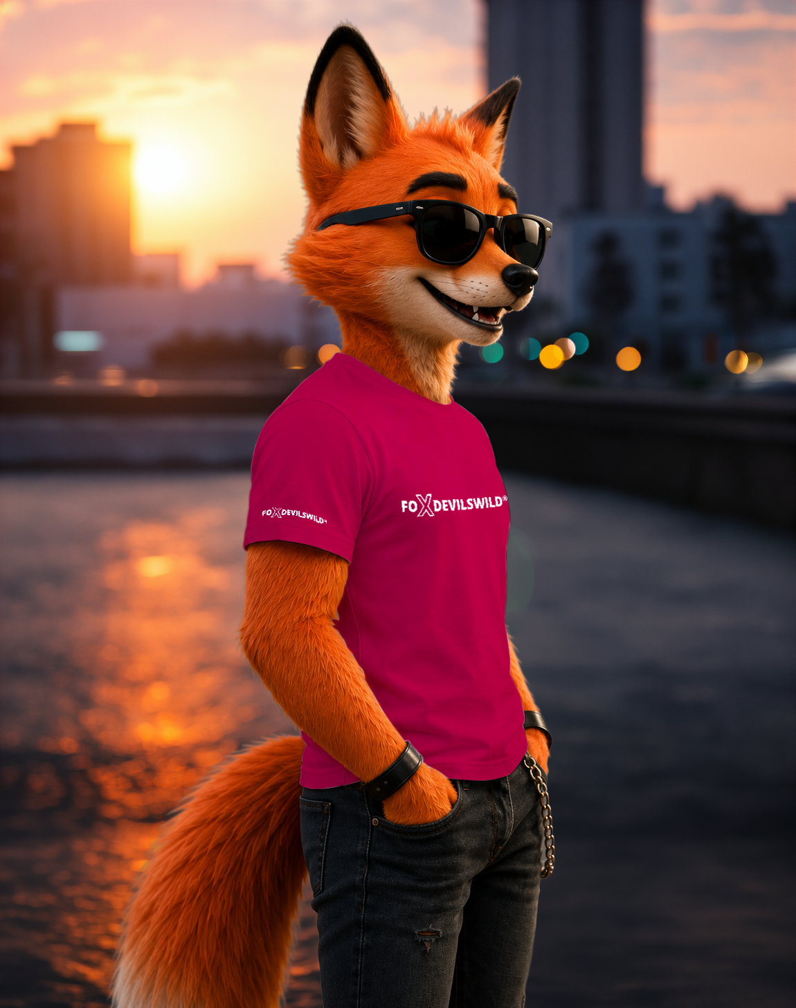 Foxdevilswild® T-Shirt - style eleven - Workwear / Freizeitshirt sorbet / weiss
