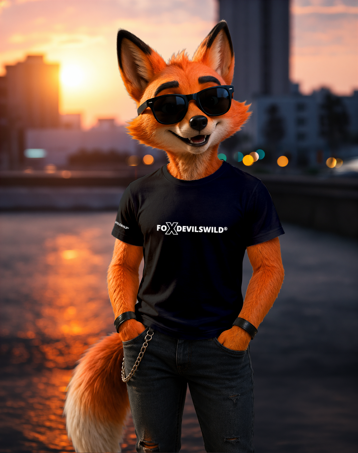Foxdevilswild® T-Shirt - style eleven - Workwear / Freizeitshirt schwarz / weiss