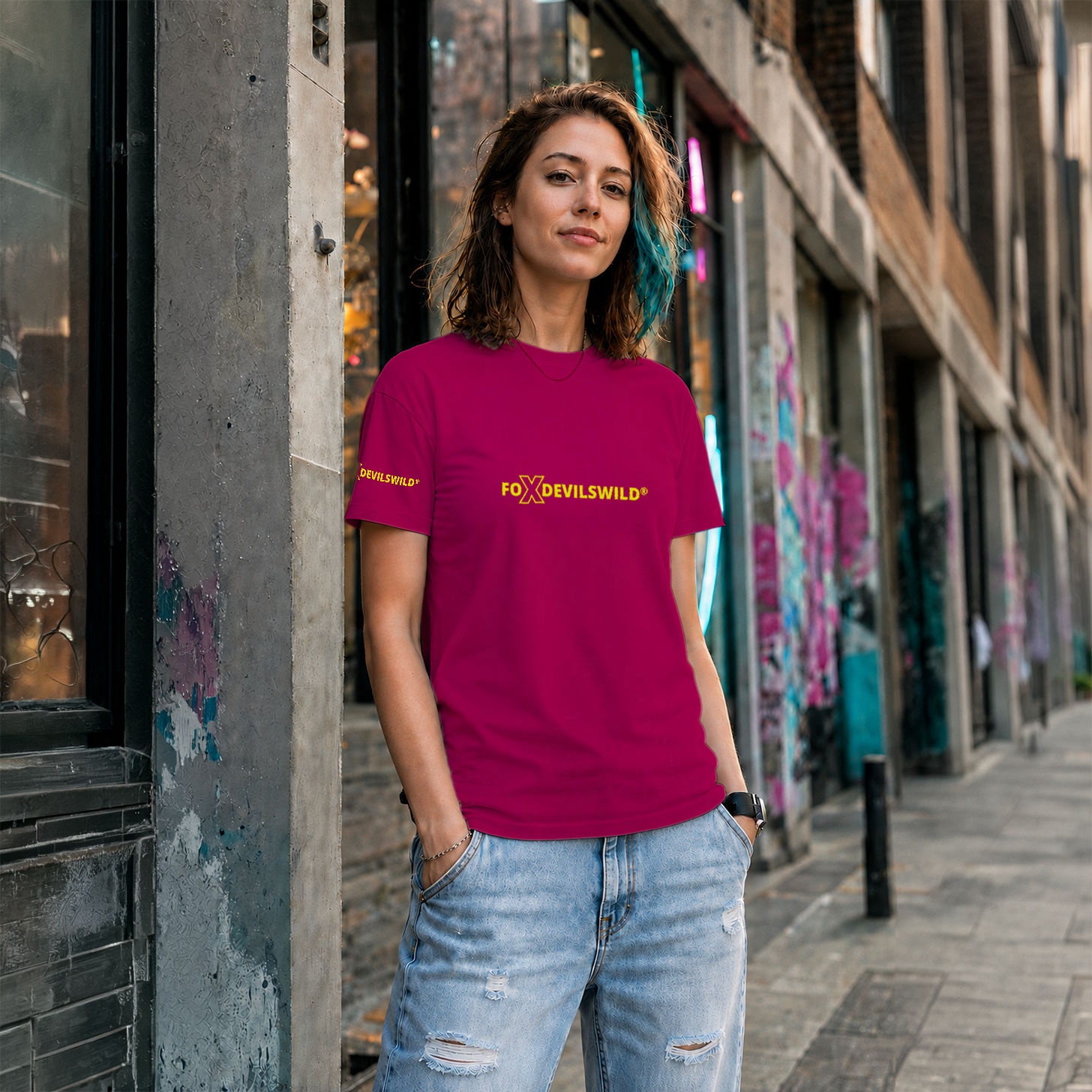 Foxdevilswild® T-Shirt - style eleven - Workwear / Freizeitshirt sorbet / lime