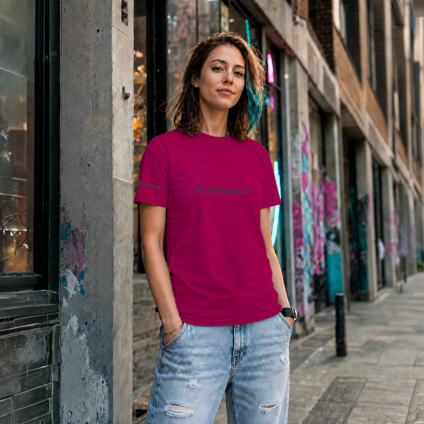 Foxdevilswild® T-Shirt - style eleven - Workwear / Freizeitshirt sorbet / grau