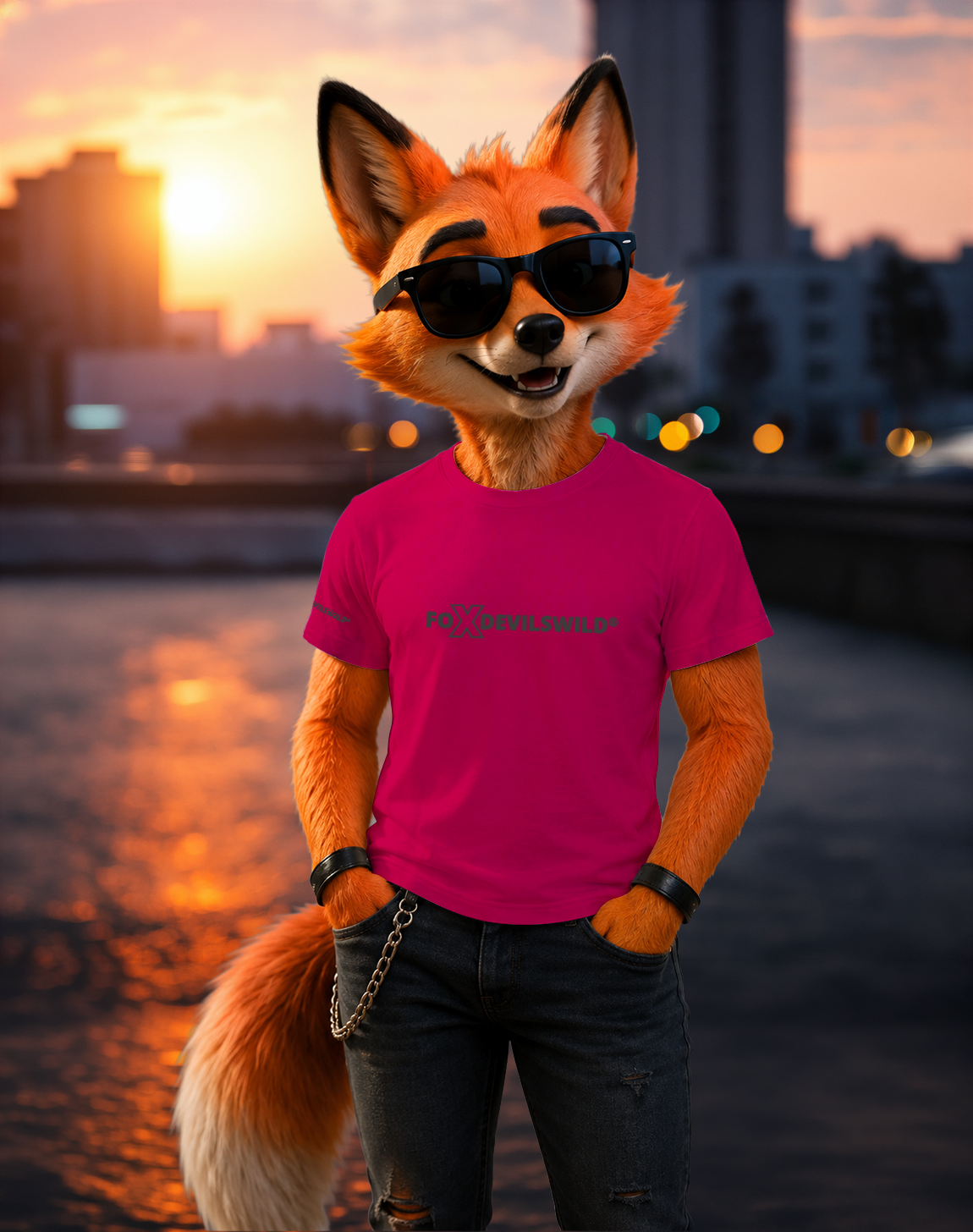 Foxdevilswild® T-Shirt - style eleven - Workwear / Freizeitshirt sorbet / grau