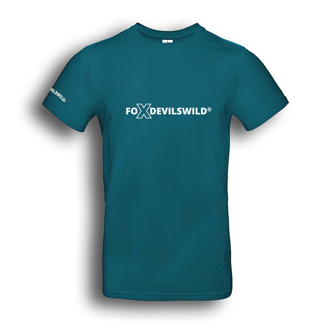 Foxdevilswild® T-Shirt Herren - style eleven - Workwear / Freizeitshirt petrol / weiss