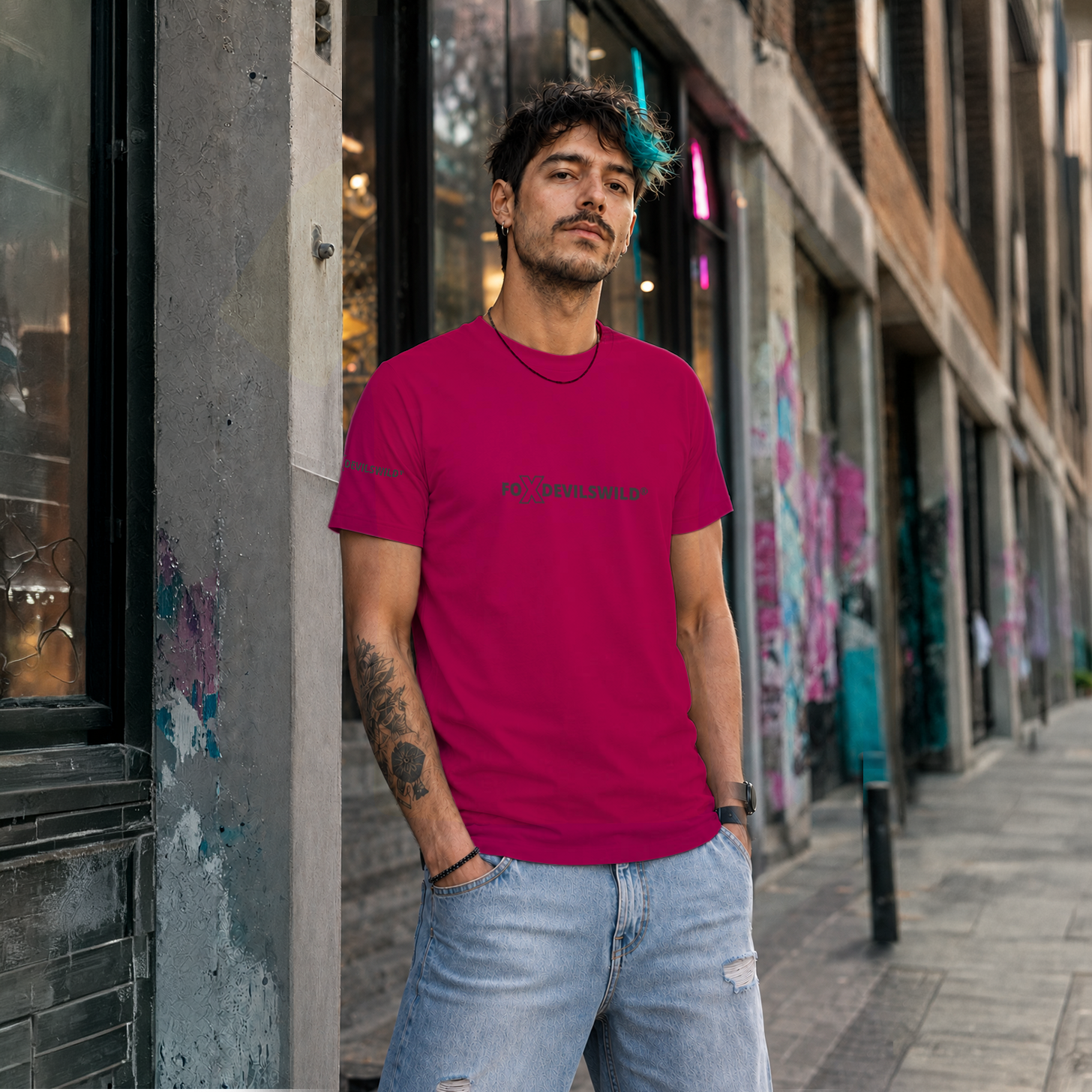 Foxdevilswild® T-Shirt - style eleven - Workwear / Freizeitshirt sorbet / grau